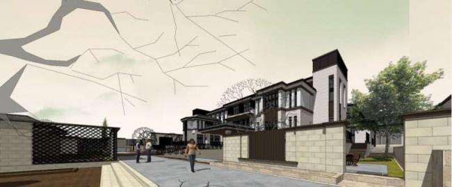 Sketchup别墅模型|酒店别墅院落，现代中式风格