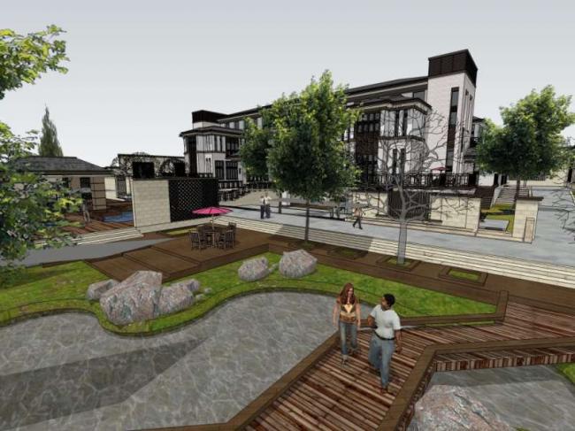 Sketchup别墅模型|酒店别墅院落，现代中式风格