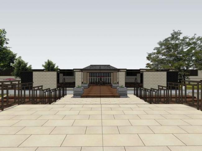 Sketchup别墅模型|酒店别墅院落，现代中式风格