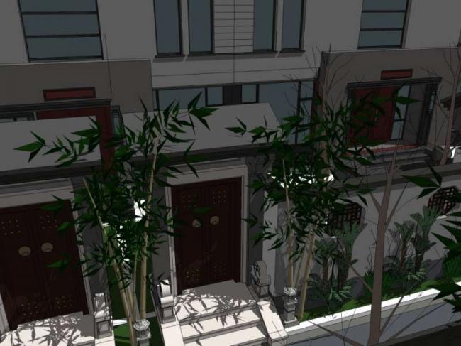 Sketchup别墅模型|联排别墅，中式风格