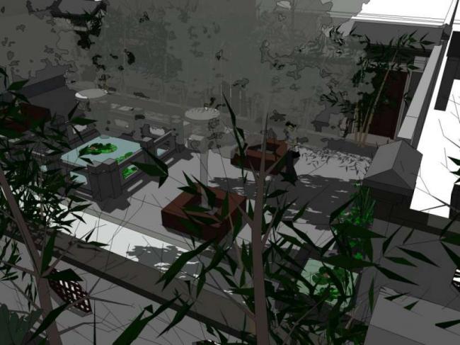 Sketchup别墅模型|联排别墅，中式风格