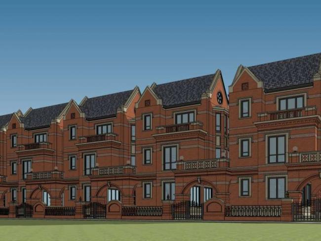 Sketchup别墅模型|联排别墅，古典风格