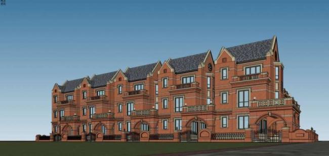 Sketchup别墅模型|联排别墅，古典风格