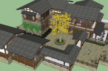 Sketchup别墅模型|独栋别墅，中式风格-BIM建筑网