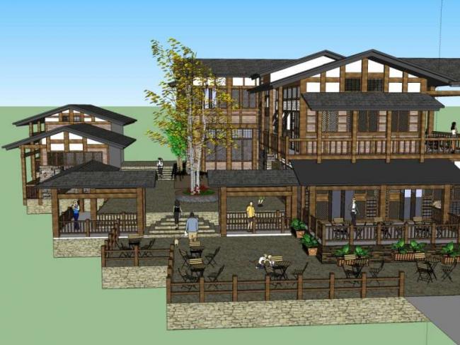 Sketchup别墅模型|独栋别墅，中式风格