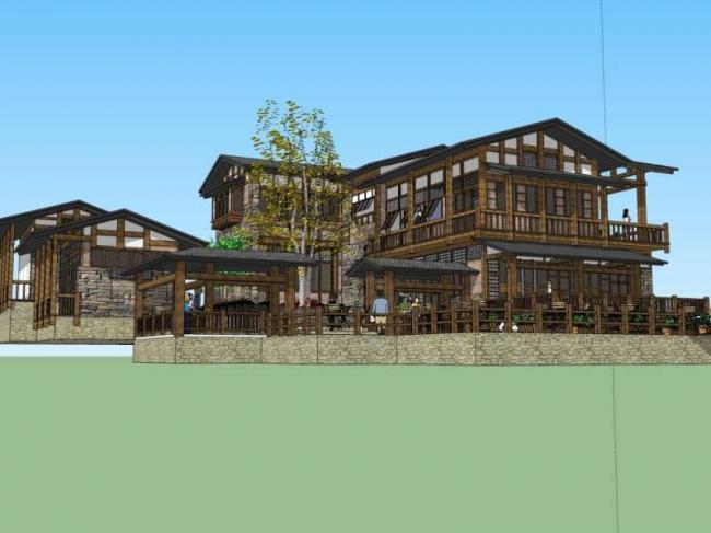 Sketchup别墅模型|独栋别墅，中式风格