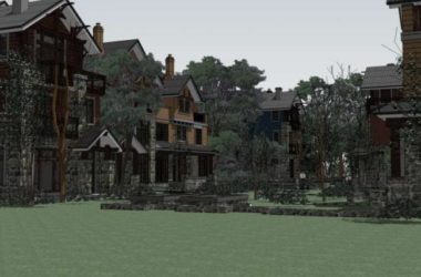 Sketchup别墅模型|双拼别墅群，古典风格-BIM建筑网