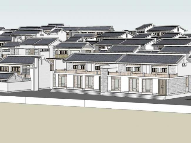 Sketchup别墅模型|别墅住宅群，中式风格