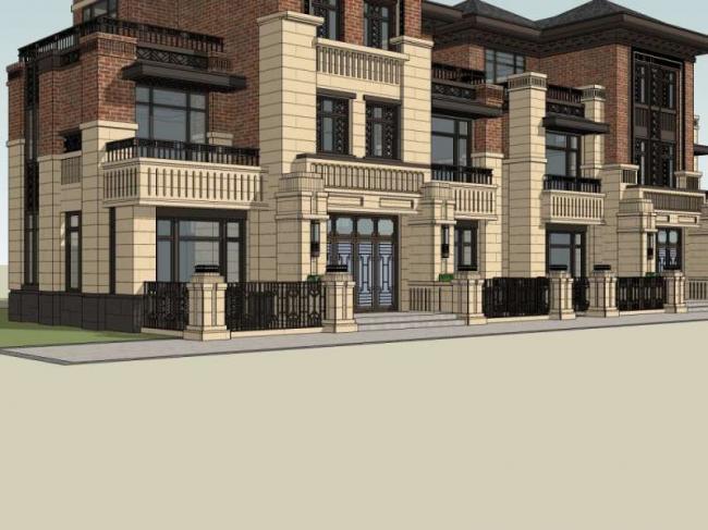 Sketchup别墅模型|联排别墅，古典风格