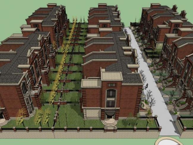 Sketchup别墅模型|别墅群，欧式风格