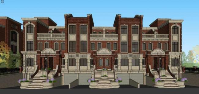 Sketchup别墅模型|别墅群，欧式风格