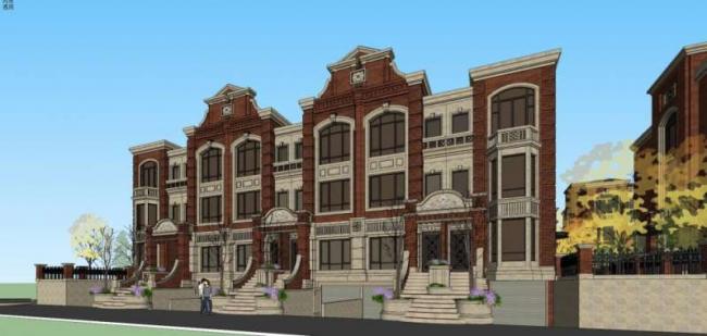 Sketchup别墅模型|别墅群，欧式风格