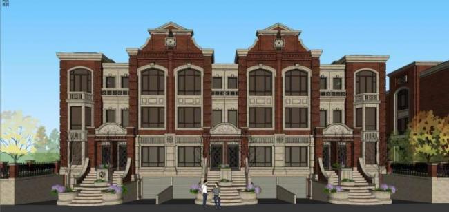 Sketchup别墅模型|别墅群，欧式风格