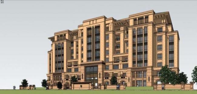 Sketchup别墅模型|联排别墅，欧式古典风格