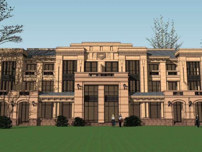 Sketchup别墅模型|联排别墅，欧式古典风格