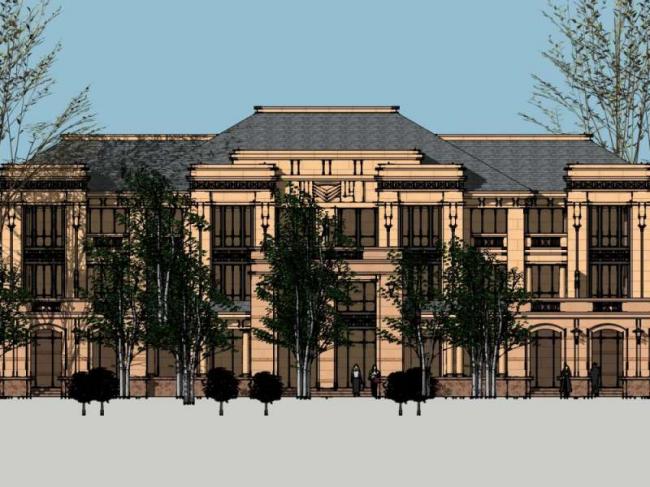 Sketchup别墅模型|联排别墅，欧式古典风格