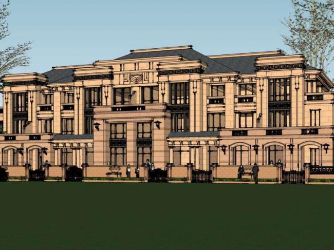 Sketchup别墅模型|联排别墅，欧式古典风格