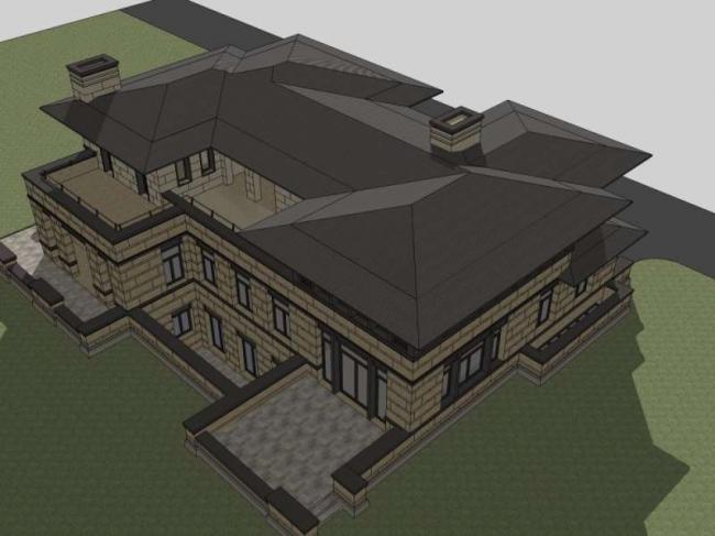 Sketchup别墅模型|独栋别墅，古典风格