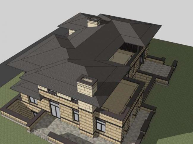 Sketchup别墅模型|独栋别墅，古典风格