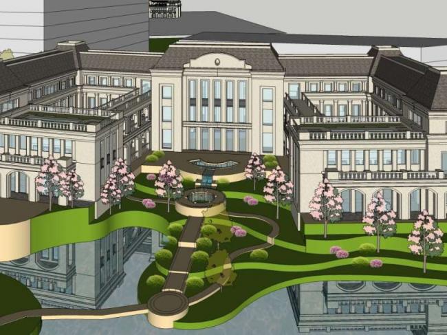 Sketchup别墅模型|别墅群，古典风格