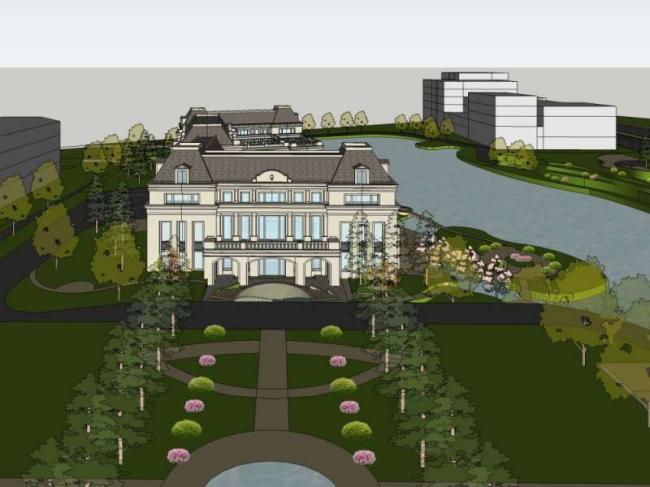 Sketchup别墅模型|别墅群，古典风格