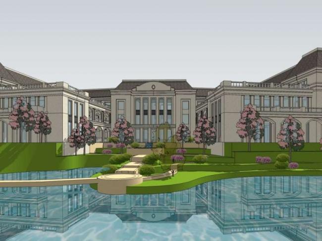 Sketchup别墅模型|别墅群，古典风格