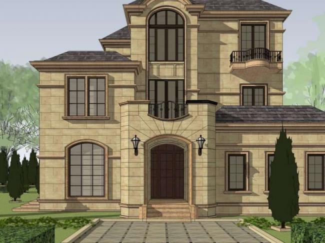 Sketchup别墅模型|独栋别墅，法式古典风格