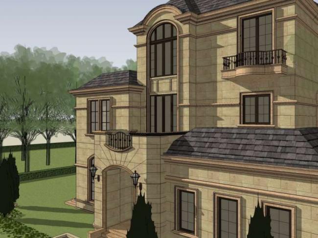 Sketchup别墅模型|独栋别墅，法式古典风格