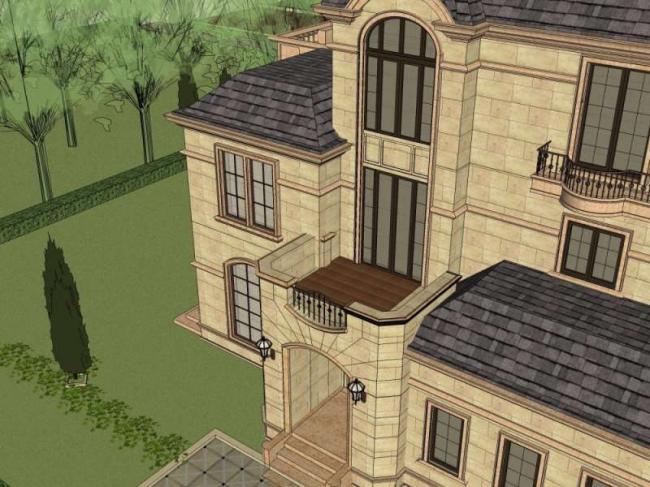 Sketchup别墅模型|独栋别墅，法式古典风格