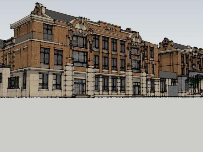 Sketchup别墅模型|联排别墅，欧式古典风格