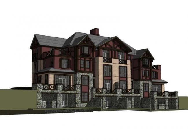 Sketchup别墅模型|双拼别墅，欧式古典风格