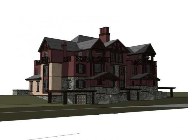 Sketchup别墅模型|双拼别墅，欧式古典风格