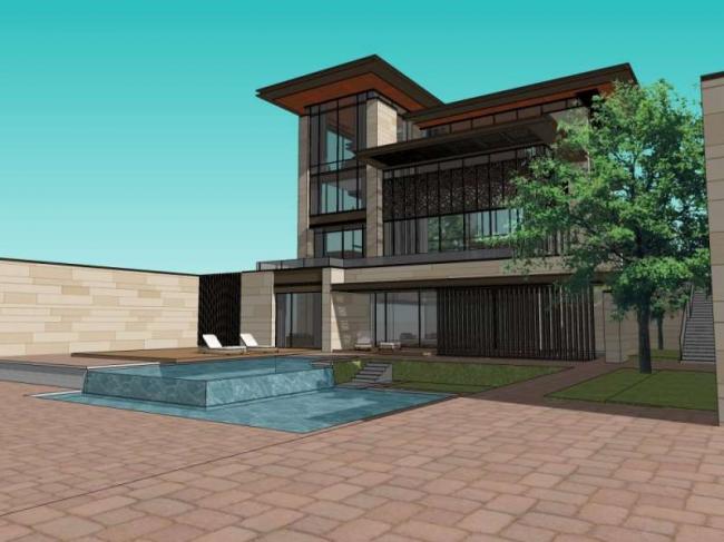 Sketchup别墅模型|独栋别墅，现代中式风格