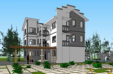 Sketchup别墅模型|多层徽派别墅住宅，中式风格-BIM建筑网