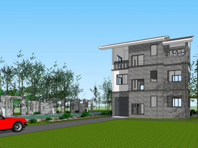 Sketchup别墅模型|多层徽派别墅住宅，中式风格