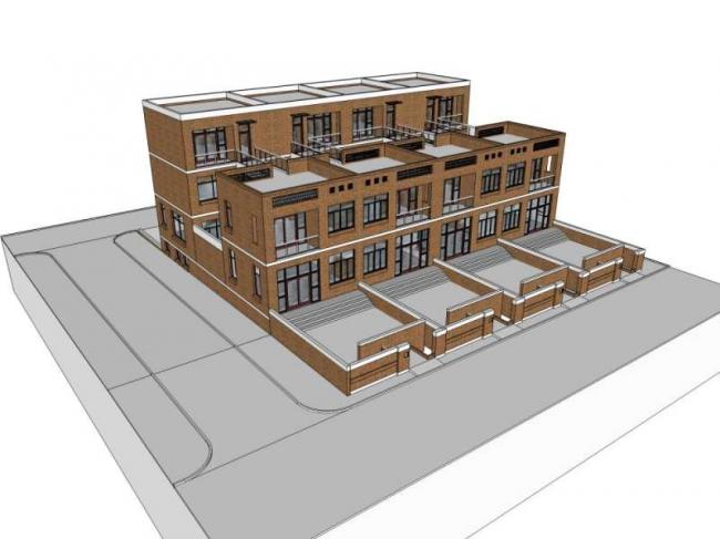 Sketchup别墅模型|联排别墅，古典风格