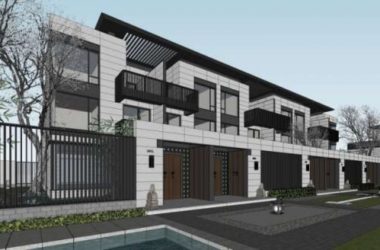 Sketchup别墅模型|联排别墅，现代中式风格-BIM建筑网