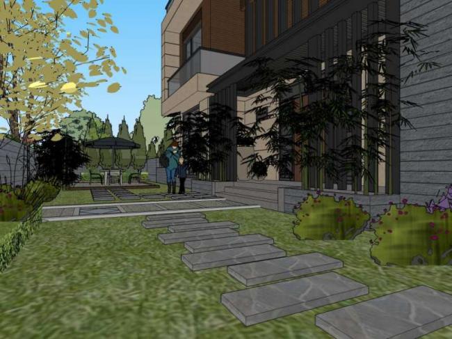 Sketchup别墅模型|双拼别墅，古典风格