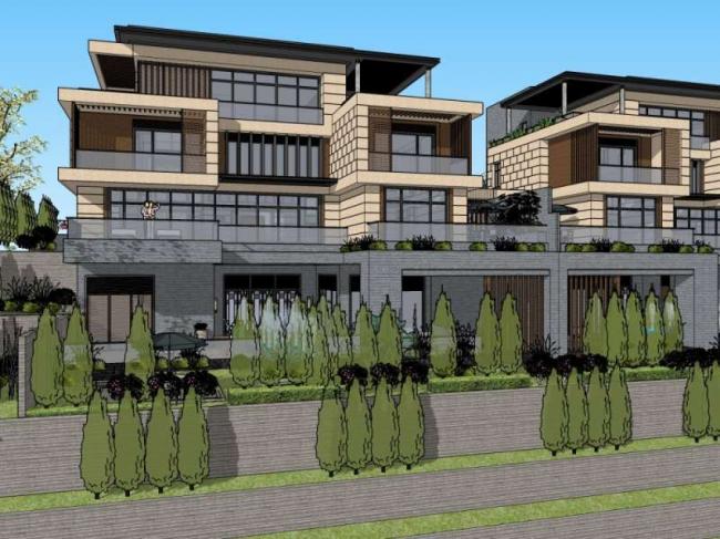 Sketchup别墅模型|双拼别墅，古典风格