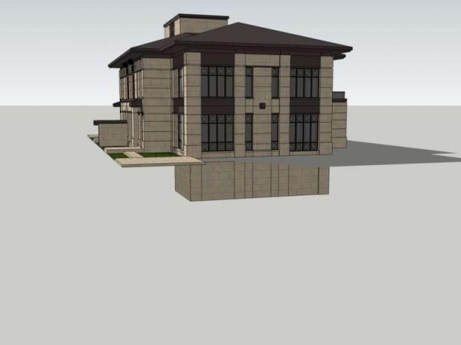 Sketchup别墅模型|双拼别墅，古典风格