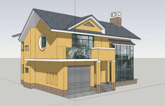 Sketchup别墅模型|多层坡顶别墅，古典风格