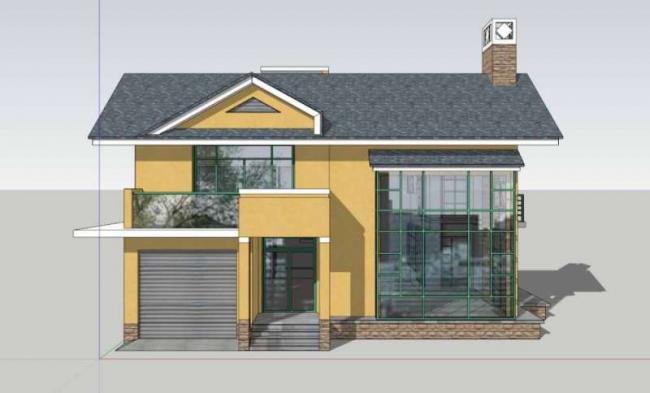 Sketchup别墅模型|多层坡顶别墅，古典风格