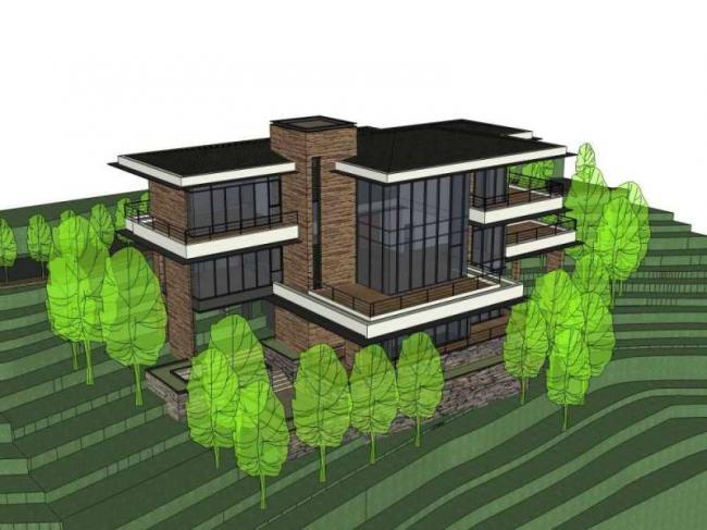 Sketchup别墅模型|多层别墅，现代风格