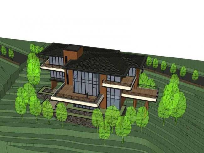 Sketchup别墅模型|多层别墅，现代风格