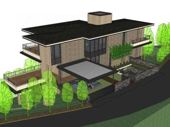 Sketchup别墅模型|多层别墅，现代风格