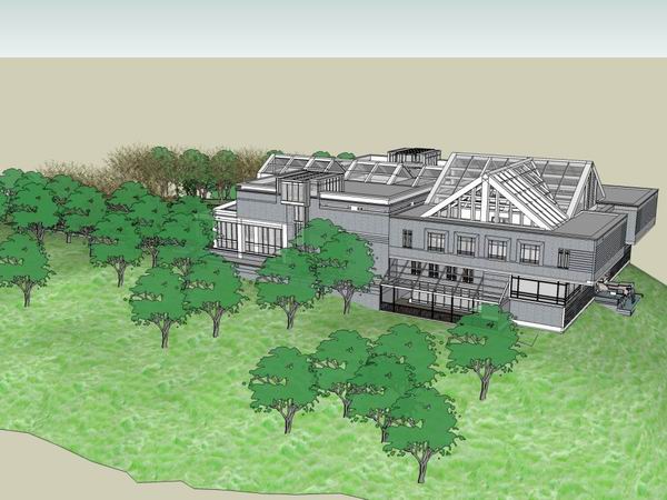 Sketchup别墅模型|山地独栋别墅，现代风格
