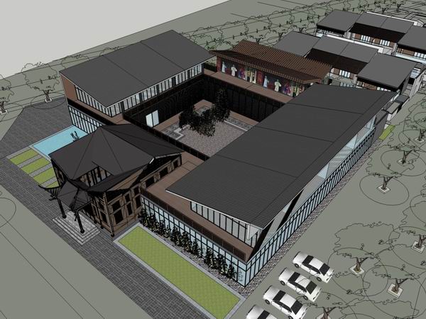 Sketchup别墅模型|乌镇别墅，售楼处，现代中式风格