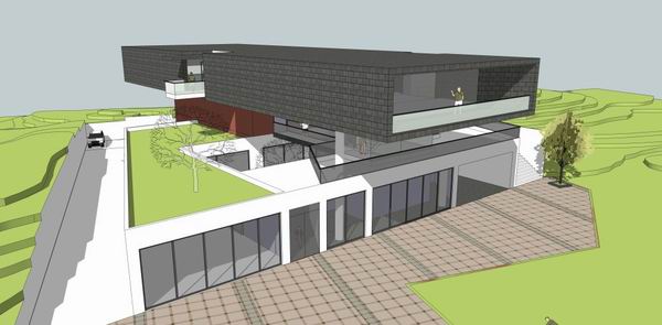 Sketchup别墅模型|独栋山地别墅，现代风格