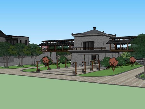 Sketchup别墅模型|别墅会所，古典风格