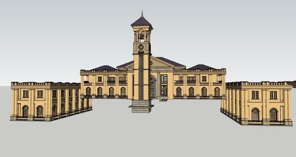 Sketchup别墅模型|联排别墅，欧式风格